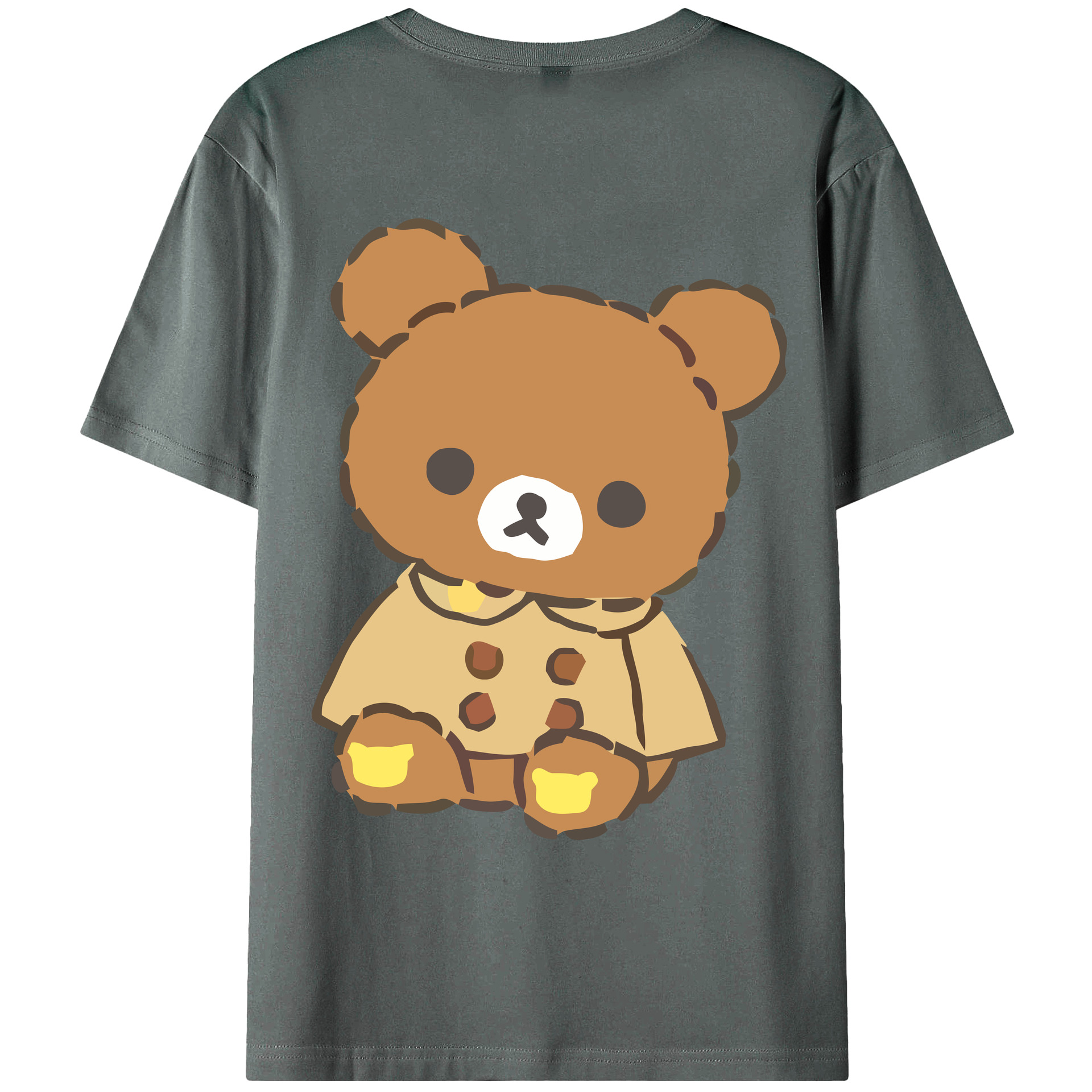 （画像用） リラックマ リラックマ キイロイトリ Rilakkuma Korilakkuma Kiiroitori 綿100％ メンズ半袖Tシャツ（バックプリント） 通気性